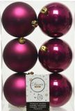 Decoris Kerstballen - 6x st - framboos roze - D8 cm - kunststof - mat/glans