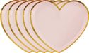 Santex Feest wegwerpbordjes - hartje - 50 stuks - 23 cm - roze/goud