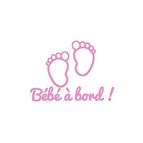 Sticker "Baby on Board", Self-Adhesive, Vinyl, Small Feet, Light Pink