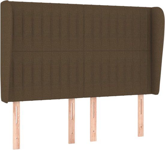 vidaXL Hoofdbord met randen 147x23x118/128 cm stof donkerbruin