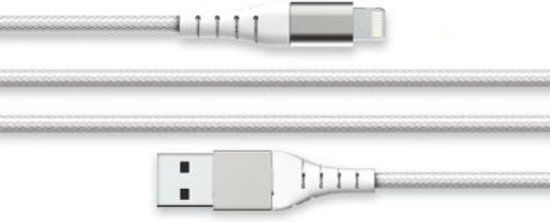 FORCE CASE, Versterkte USB A/Lightning-kabel 3m - 2,4A Wit