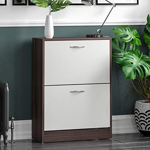 Vida Designs Schoenenkast met 2 Laden - Walnoot & Wit