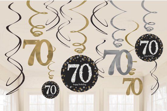 Partywinkel 70 Jaar Hangdecoratie Goud 61cm 12 stuks