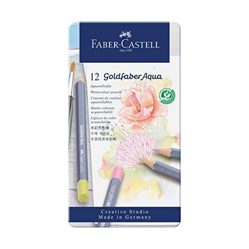 Faber-Castell Goldfaber Aqua Metalen Doos van 12 Pastel Kleuren, FC114622