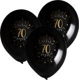 Santex Verjaardag Leeftijd Ballonnen 70 Jaar - 24 Stuks - Zwart/Goud - 23 cm