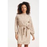 Smashed Lemon gebreide jurk met col en print - beige