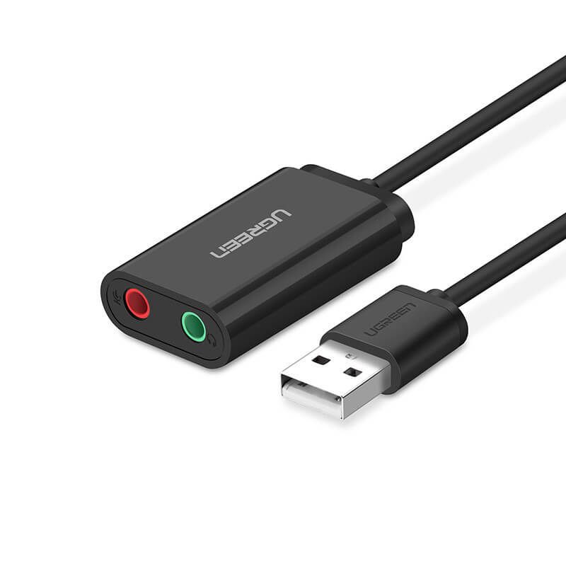 Ugreen 30724 USB Geluidskaart - 2.0 Kanaals - Zwart