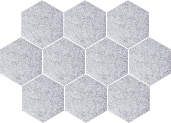 QUVIO Memobord Hexagon bulletin / Wandborden / Planborden / Wand organizer - Set van 10 tegels - Grijs
