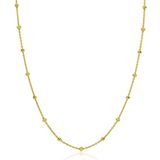 ZINZI gold plated zilveren fantasie ketting met 13 geelgroene donuts en glanzende bolletjes 42-45cm ZIC2508