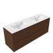Saniclass Holz Pure Badkamermeubelset - 160x45x62cm - Vygo keramische wastafel wit - 2 wasbakken - 2 kraangaten - 4 lades - mat walnut pure (hout)