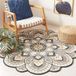 Safavieh Traditioneel tapijt voor woonkamer, eetkamer, slaapkamer - Novelty Collection, korte pool, beige en marine, 90 x 90 cm
