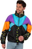 Smiffys Uniseks jaren 80 windjack zwart, jaren 80 verkleedkostuum