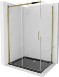 Mexen Omega cabine de douche coulissante 120 x 80 cm, transparent, or + receveur de douche plat, noir