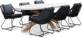 BUITEN living Livorno/Portofino zwart dining tuinset 7-delig | betonlook + touw | 240cm ovaal | 6 personen