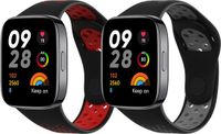 kwmobile 2x horlogebandjes geschikt voor Xiaomi Redmi Watch 3 Active bandje - Smartwatch bandjes van TPU - Activity tracker horloge band in zwart / grijs / zwart / rood