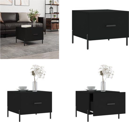 vidaXL Salontafel - 50x50x40 cm - Bewerkt hout - Zwart