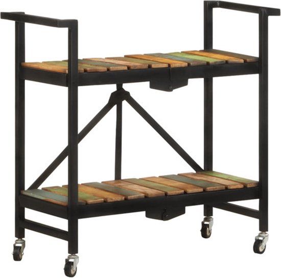 vidaXL Keukentrolley - 87x36x81 cm - Massief Gerecycled Hout - Bruin