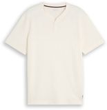 Tom Tailor - Henley-T-shirt met wafelstructuur - Maat S - Gardenia White