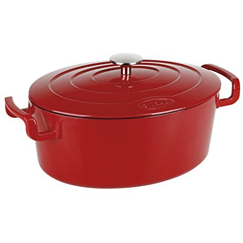 Sitram 711088 braadpan, ovaal, gietijzer, zwart/rood, 5 l