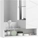Pangivo Armoire de toilette murale avec miroir et 2 portes placard de rangement salle de bain blanc 55x17x55 cm