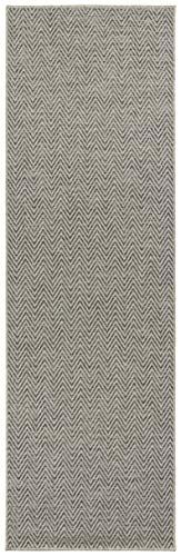 BT Carpet BT Carpet plat geweven loper Nature 500 grijs antraciet, afmeting 80x250 cm, geschikt voor binnen en buiten (100% polypropyleen, UV- en vochtbestendig, geschikt voor vloerverwarming)