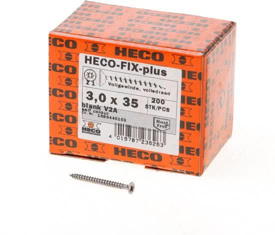 Heco Spaanplaatschroef lenskop RVS A2 pozidriv FIX-plus 3.0 x 35mm (200 stuks)