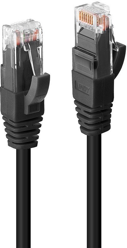 LINDY 45433 RJ45 Netwerkkabel, patchkabel CAT 6 U/UTP 2.00 m Zwart