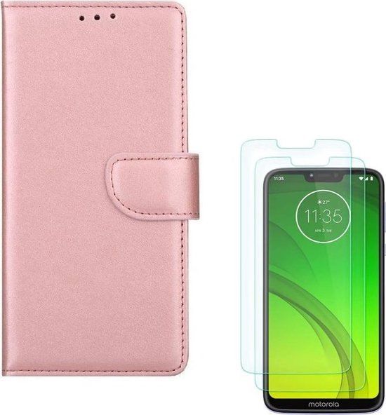 ZT Accessoires Motorola Moto G7 & G7 Plus Portemonnee Hoesje - Rose Goud - Incl. Screenprotector