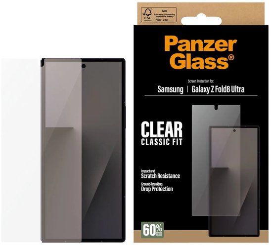 PanzerGlass Ultra-Wide Fit Anti-Bacterial Screenprotector geschikt voor Samsung Galaxy Z Fold 8 Ultra