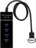 DrPhone XTREME2 – USB-C Hub met 4 USB 3.0 Poorten - 5Gbps overdrachtssnelheid – 30cm – Zwart