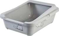 Merkloos / Sans marque Bol Kattentoilet met rand - Afmetingen: L 43 cm x B 32 cm x H 16 cm - Kleur: Grijs