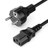 deleyCON 5m Koudapparaatkabel Netkabel Stroomkabel Koudapparaat Stroom Kabel Aardingsstekker Type F (CEE 7/7) naar Koudapparaatkoppeling C13 Bus PC Computer Monitor Printer Beamer - Zwart
