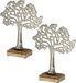 CEPEWA 2x Stuks decoratie levensboom van aluminium op houten voet 30 cm zilver