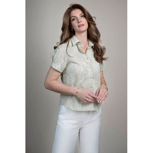 Elvira Collections gebloemde blouse lichtgroen