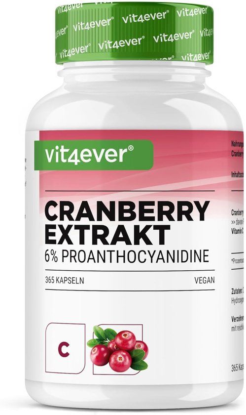 Vit4ever Cranberry extract + vitamine C – 365 capsules