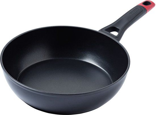 Pyrex Optima Wokpan Ø 28 cm - Zwart/Rood - Aluminium - Geschikt voor alle warmtebronnen