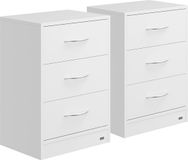 Casaria Nachtkastje Eloise Set van 2 – LED 3 Lades 54x39x28cm – Wit