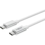 ANSMANN USB C naar USB C Oplaad Datakabel Type C - Power Delivery Snellader Kabel voor Telefoon Smartphone Tablet Laptop - 120 cm Wit Hoge Kwaliteit