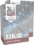 Merkloos / Sans marque Draadverlichting lichtsnoer - 2x - 24 lampjes - helder wit - op batterij - 180 cm