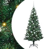 vidaXL - Kunststof - Voorverlichte - Kerstboom - Groen - 150 cm