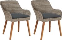 vidaXL Fauteuil de jardin en polyrotin noir avec coussins inclus 2 pièces
