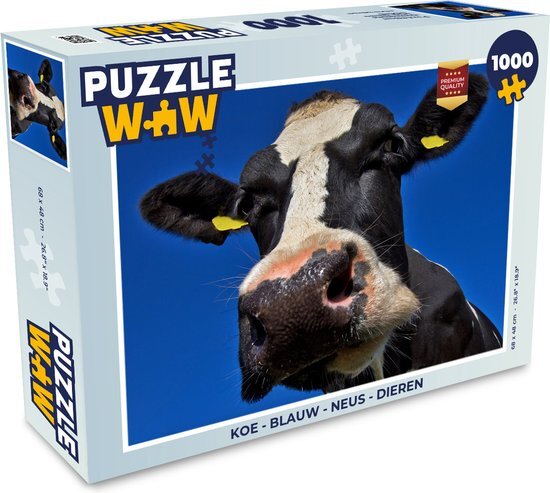 MuchoWow Puzzel Koe - Blauw - Neus - Dieren - Legpuzzel - Puzzel 1000 stukjes volwassenen