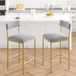 Tabourets de bar, set de 2 - Hauteur d'assise : 65 cm - Avec dossier - Avec repose-pieds - Rembourré - Similicuir - Couleur or