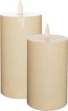 Anna's Collection Bougies LED/bougies piliers - set de 2 - blanc ivoire - D8 cm - extérieur - minuterie