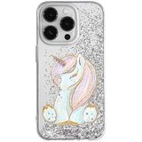 ERT GROUP Babaco patroon Unicorn 002 mobiel telefoonhoesje voor Apple iPhone 14 PRO MAX met glitter overloopeffect