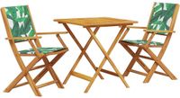 vidaXL 3-delige Bistroset met bladmotief, stof en massief hout