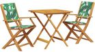 vidaXL 3-delige Bistroset met bladmotief, stof en massief hout
