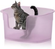 Merkloos / Sans marque BeiJingLiangPinJiaZuoKeJiWenHuaFaZhanYouXianGongSi Kattenbak - Extra Groot - Eenvoudige Reiniging - Verlaagde Instap - Anti-Morsrand - Transparant Violet - 63 cm x 45 cm x 33 cm diep