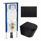 Geberit QeramiQ Dely Toiletset - 36.3x51.7cm - Diepspoel - Rimless - Geberit UP720 Inbouwreservoir - Softclose Toilet Zitting - Mat Zwart
