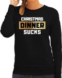 Bellatio Decorations Shoppartners Bv Foute Kersttrui / sweater - Christmas dinner sucks - kerstdiner - zwart voor dames - kerstkleding / kerst outfit L